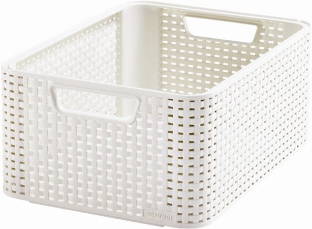 Rattan hatású kosár, 18l, törtfehér, CURVER "Style M"