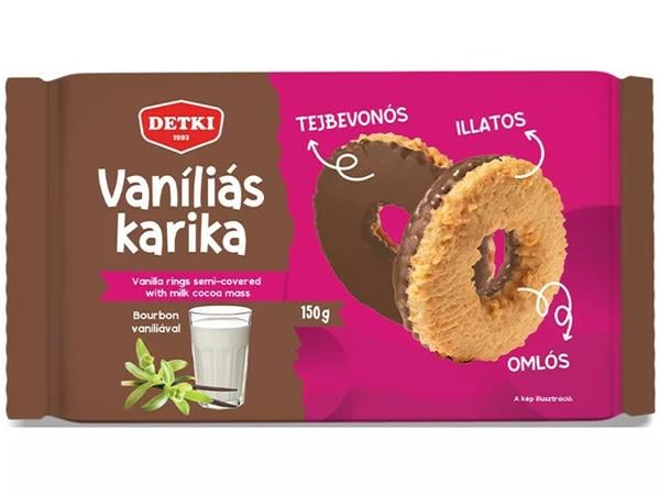 Vaníliás karika, 150 g, DETKI, tejbevonóval mártva