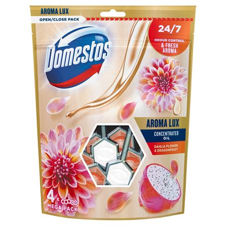 WC fertőtlenítő, 4 db-os ,DOMESTOS "Aroma Lux", dália és sárkánygyümölcs