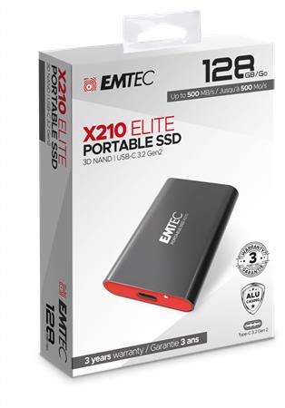 SSD (külső memória), 128GB, USB 3.2, 500/500 MB/s, EMTEC "X210"