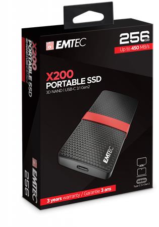 SSD (külső memória), 256GB, USB 3.2, 420/450 MB/s, EMTEC SSD (külső memória), 256GB, USB 3.2, 420/450 MB/s, EMTEC