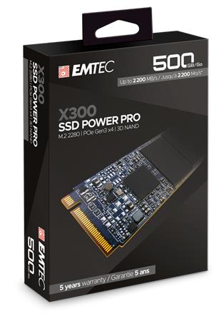 SSD (belső memória), 500GB, M2 NVMe, 2200/1100 MB/s, EMTEC "X300"