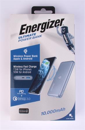 Hordozható akkumulátor, vezeték nélküli Qi töltés, 10000 mAh, 10W,  ENERGIZER "Ultimate"