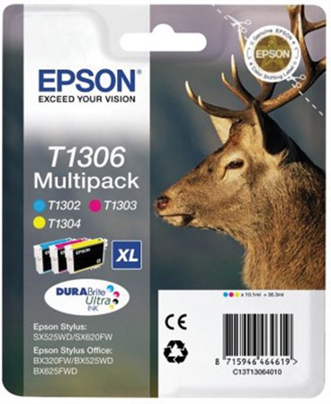 T13064010 Tintapatron multipack Stylus 525WD nyomtatóhoz, EPSON, c+m+y, 30,3ml