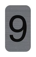 Információs tábla, öntapadó, 2,5x4,4 cm, alumíniumhatású, EXACOMPTA, 9-es