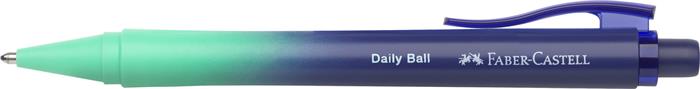 Golyóstoll, 0,34 mm, nyomógombos, türkiz-kék tolltest, FABER-CASTELL "Daily Ball Flow", kék