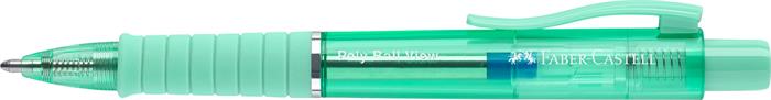 Golyóstoll, 0,34 mm, nyomógombos, mentazöld testszín, FABER-CASTELL "Poly Ball View Aurora", kék