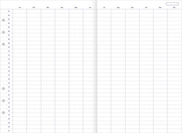 Kalendárium betét, éves tervező, bianco, A5, FILOFAX "Clipbook"