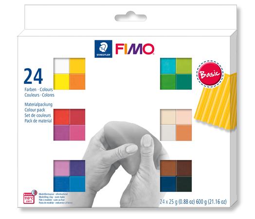 Gyurma, készlet, 24x25g, égethető,  FIMO "Soft Basic", 24 különböző szín