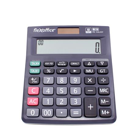 Számológép, asztali, 12 számjegy, FLEXOFFICE "FO-CAL05P", szürke