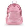 Hátizsák, iskolatáska, cipzáras, GABOL "Glam", rózsaszín csillámos