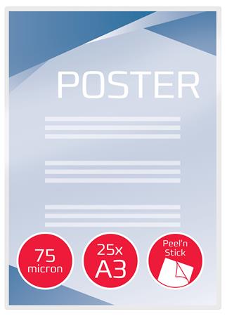 Meleglamináló fólia, 75 mikron, A3, fényes,  öntapadó, GBC "Peel`n Stick"