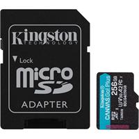 Memóriakártya, microSDXC, 256GB, C10/UHS-I/U3/V30/A2, Gen4, adapter, KINGSTON 