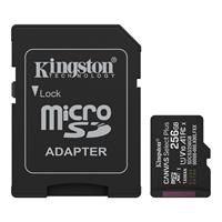 Memóriakártya, microSDXC, 256GB, C10/UHS-I/U1-U3/V10-V30/A1, Gen3, adapter, KINGSTON 