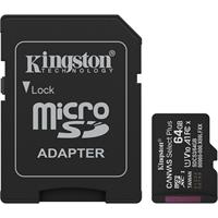 Memóriakártya, microSDXC, 64GB, C10/UHS-I/U1-U3/V10-V30/A1, Gen3, adapter, KINGSTON 
