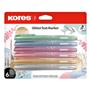 Szövegkiemelő készlet, 3-5 mm, KORES "Glitter", 6 különböző csillámos szín