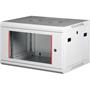 Rack szekrény, fali, 19", 6U, lapraszerelt, LANDE "PROlineB", szürke