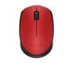 Egér, vezeték nélküli, optikai, közepes méret, USB, LOGITECH "M171", piros