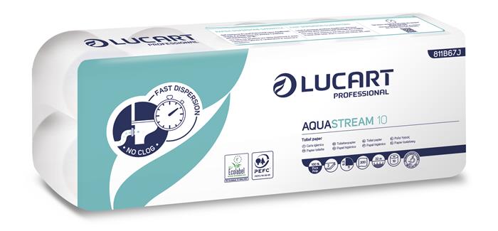 Toalettpapír, 2 rétegű, kistekercses, 22 m, LUCART "Aquastream 10"