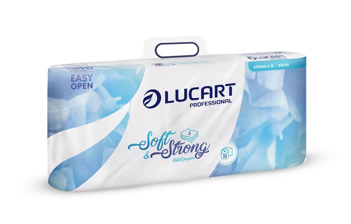 Toalettpapír, 3 rétegű, kistekercses, 10 tekercs, LUCART "Soft and Strong", fehér