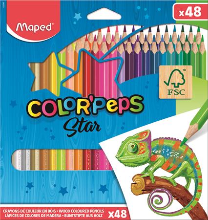 Színes ceruza készlet, háromszögletű, MAPED "Color`Peps", 48 különböző szín