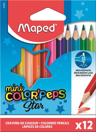 Színes ceruza készlet, háromszögletű, MAPED "Color`Peps Mini", 12 különböző szín