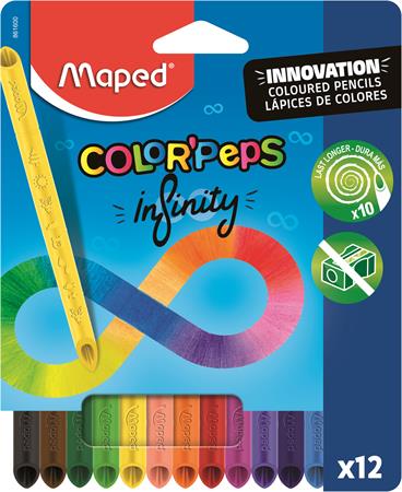 Színes ceruza készlet, háromszögletű, MAPED "Color`Peps INFINITY", 12 különböző szín