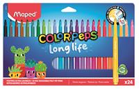 Filctoll készlet, 3,7 mm, kimosható, MAPED „Color`Peps Long Life 2”, 24 különböző szín