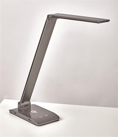Asztali lámpa, LED, szabályozható, Qi, USB, MAUL "Stella colour vario", szürke