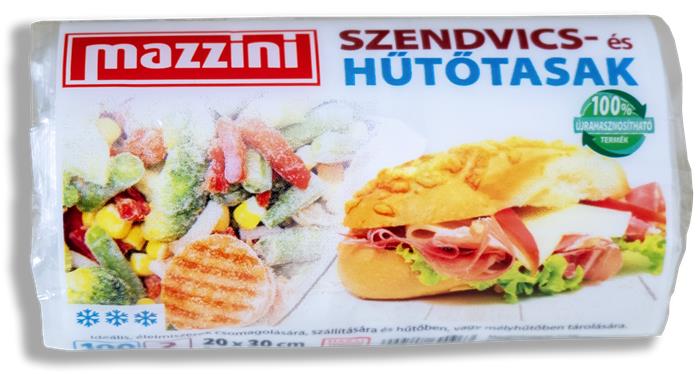 Hűtő- és uzsonnástasak, köthető füles, 1 l, MAZZINI, átlátszó