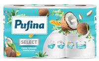 Toalettpapír, 4 rétegű, kistekercses, 6 tekercs, PUFINA 