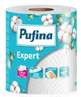 Háztartási papírtörlő, 3 rétegű, 225 lap, 1 tekercses, PUFINA 