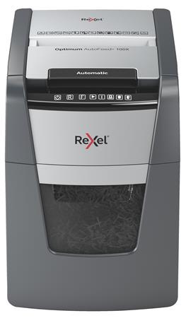 Iratmegsemmisítő, konfetti, 100 lap, REXEL "Optimum AutoFeed+ 100X"
