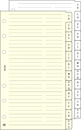 Kalendárium betét, telefonregiszter, "M", SATURNUS, chamois
