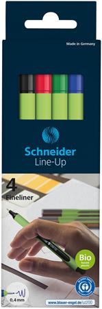 Tűfilc készlet, 0,4 mm, SCHNEIDER "Line-Up", 4 különböző szín