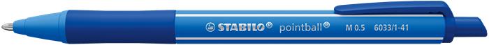 Golyóstoll, 0,5 mm, nyomógombos, STABILO "Pointball Colorful" ultramarinkék