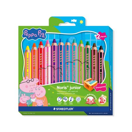 Színes ceruza készlet, hatszögletű, jumbo, STAEDTLER „Noris® junior 140", Peppa malac, 12 szín
