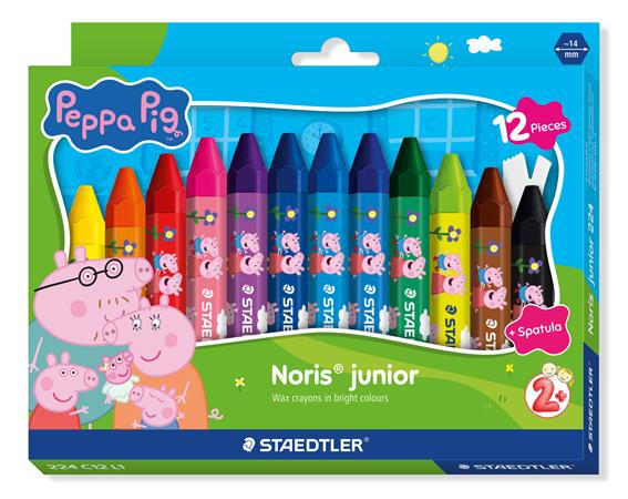 Zsírkréta, hatszögletű, jumbo, STAEDTLER „Noris® junior 224”, Peppa malac, 12 szín