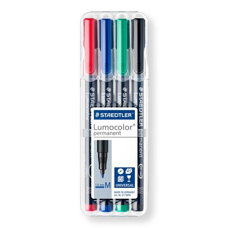 Alkoholos marker készlet, OHP, 1 mm, STAEDTLER "Lumocolor 317", 4 különböző szín