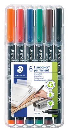 Alkoholos marker készlet, OHP, 0,6 mm, STAEDTLER "Lumocolor 318", 6 különböző szín