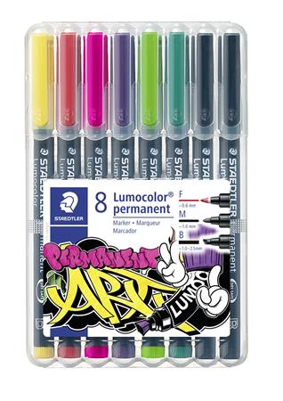 Alkoholos marker készlet, STAEDTLER "Lumocolor Permanent ART 31", 8 különböző szín és vastagság