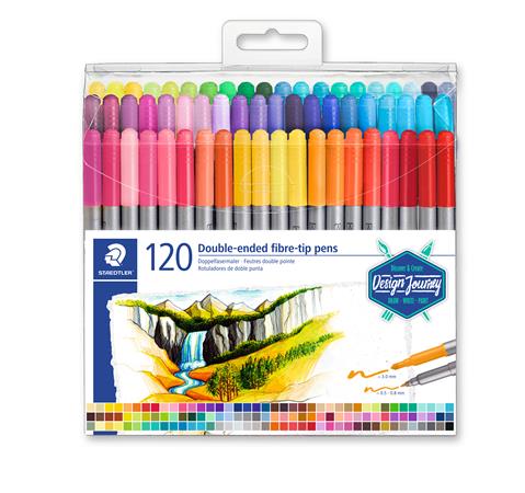 Rostirón készlet,  0,8/3,0 mm, kétvégű, STAEDTLER "3200", 120 különböző szín