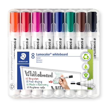 Táblamarker készlet, 2 mm, kúpos, STAEDTLER "Lumocolor® 351", 8 különböző szín