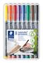 Alkoholos marker készlet, OHP, 0,6 mm, STAEDTLER "Lumocolor® 318 F", 8 különböző szín