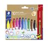 Filctoll készlet, grafitceruzával, radírral, 3 mm, háromszögletű, STAEDTLER "Noris® jumbo 328", 10+1 különböző szín