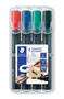 Alkoholos marker készlet, 2 mm, kúpos, STAEDTLER "Lumocolor® 352", 4 különböző szín