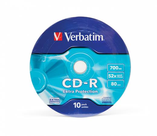 CD-R lemez, 700MB, 52x, 10 db, zsugor csomagolás, VERBATIM "DataLife"