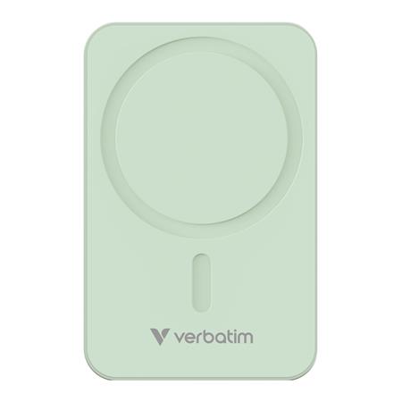 Power bank, külső akkumulátor, mágneses, 20.000mAh, kitámasztó, VERBATIM "Charge n Go Essentials", zöld