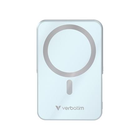 Power bank, külső akkumulátor, mágneses (vezeték nélküli), 10.000mAh, kitámasztó, VERBATIM "Charge n Go", kék