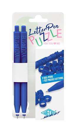 Zseléstoll, nyomógombos, 62 db betűgyűrűvel, 2 db, WEDO "Letter Pen Puzzle", kék